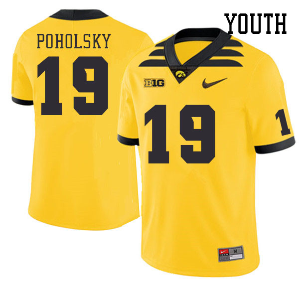 Youth #19 Tommy Poholsky Iowa Hawkeyes College Football Jerseys Stitched Sale-Gold